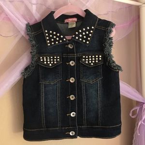 Girls Studded Denim Vest